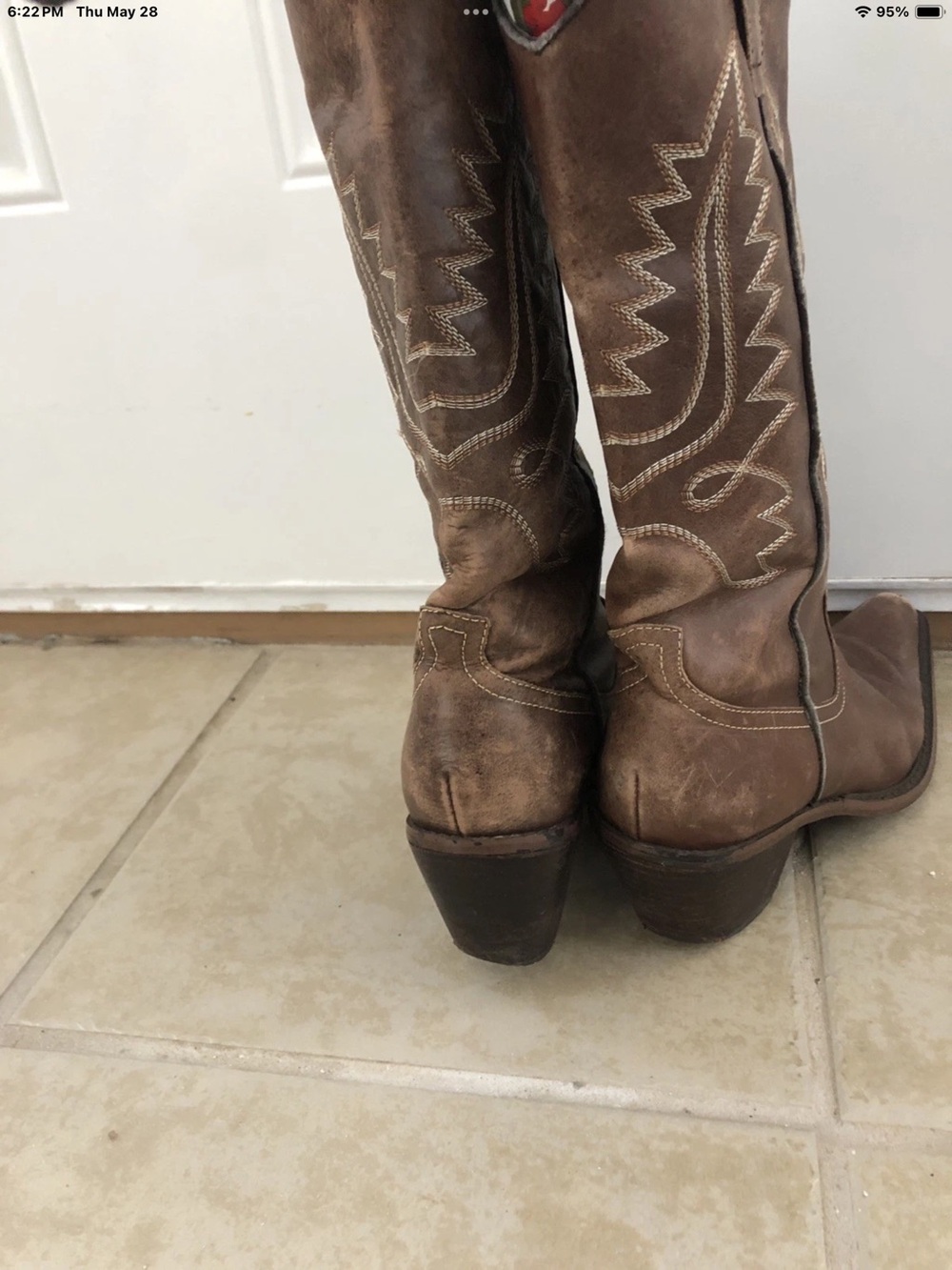 Steve Madden Brown Cowboy Boots Sz 7.5 - Picture 4 of 6